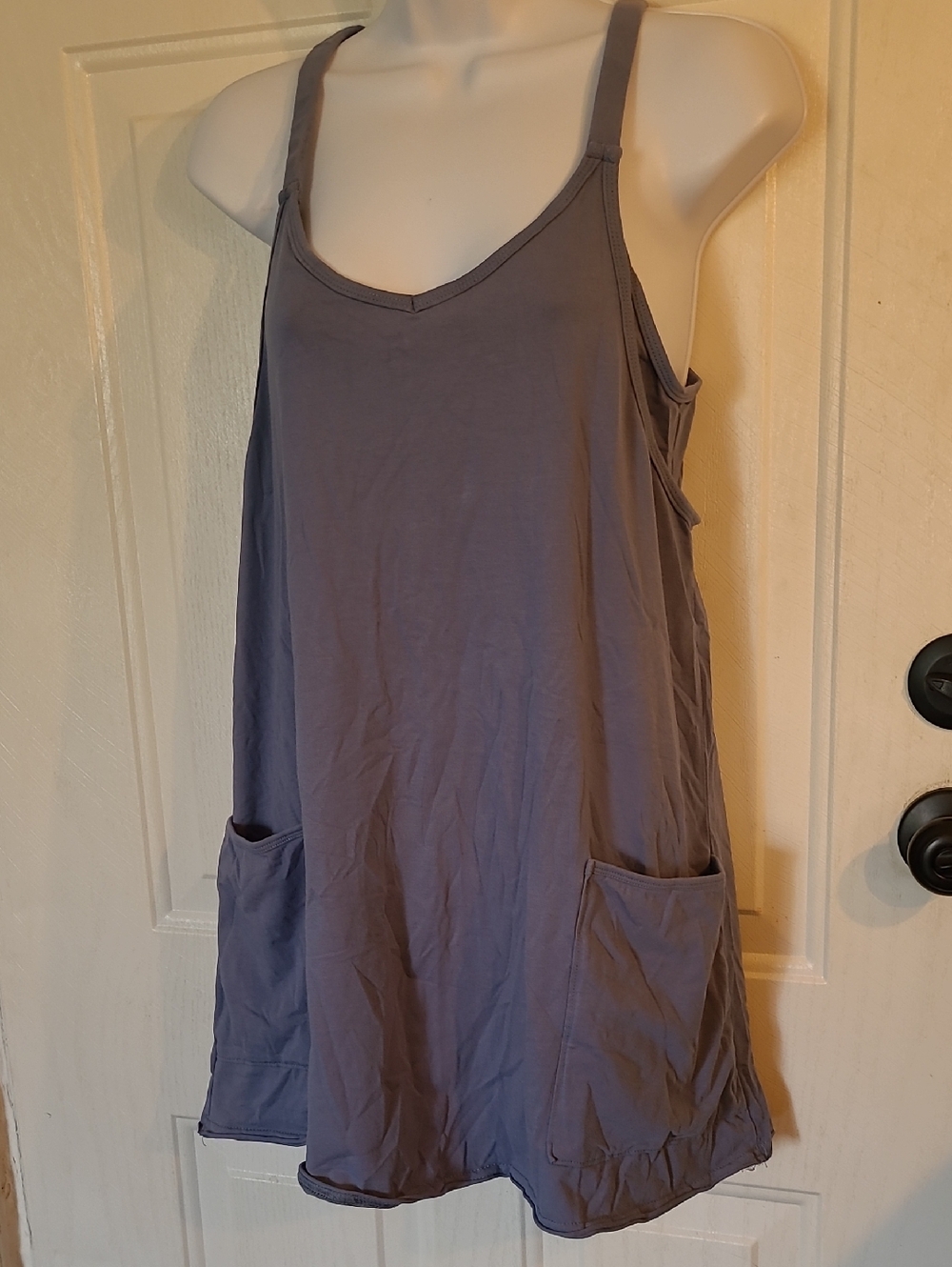 Everyday Lavender-Gray Pocket Tunic Tank - Women's